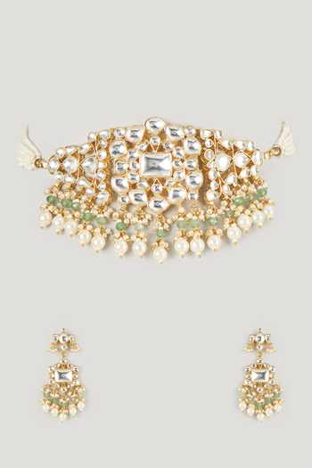 Namasya Floret Embellished Necklace & Earrings Set 
