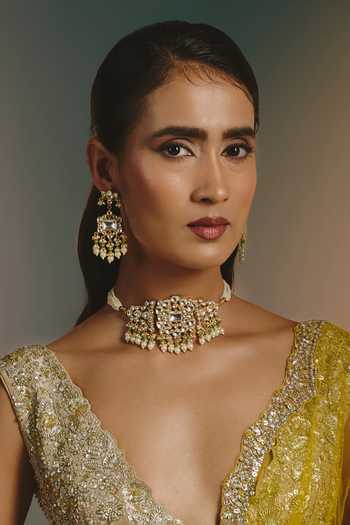 Namasya Floret Embellished Necklace & Earrings Set 