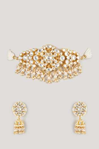 Namasya Floret Embellished Necklace & Earrings Set 