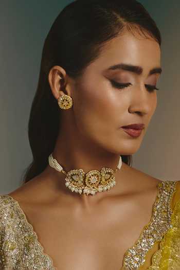 Namasya Floret Embellished Necklace & Earrings Set 