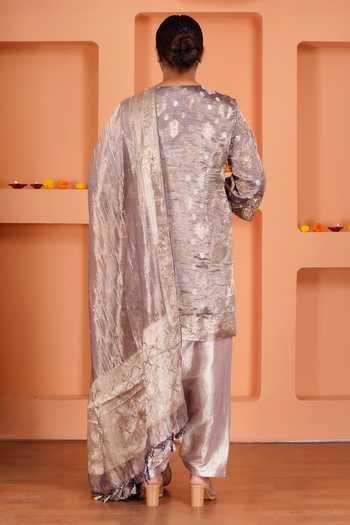 Sheeshakari Silk Butti Pattern Kurta Set 