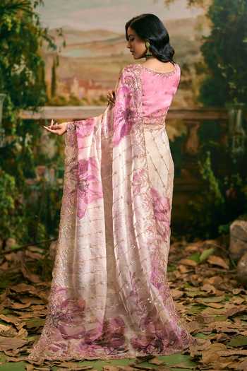 Samyukta Singhania Embroidered & Printed Saree Blouse Set 