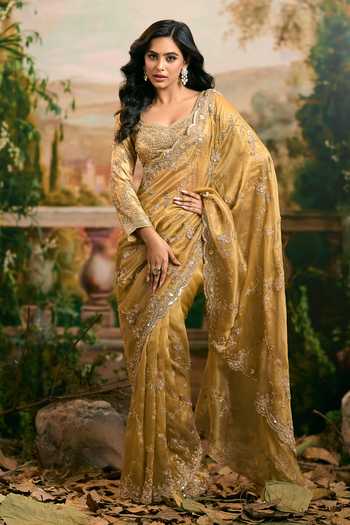 Samyukta Singhania Embroidered Banarsi Tissue Saree & Blouse Set 