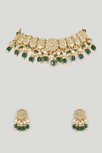 Namasya Stone Embellished Necklace & Earrings Set 