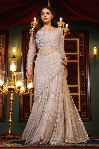 Lasha Hand Embellished Saree & Blouse Set 