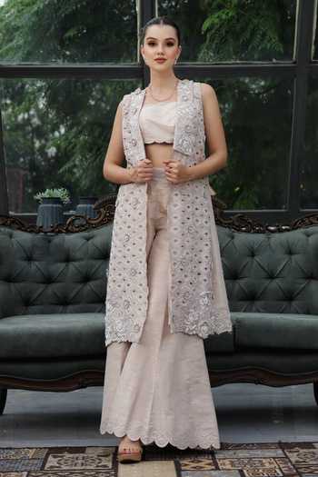 Lasha Silk Jacket Palazzo Set 