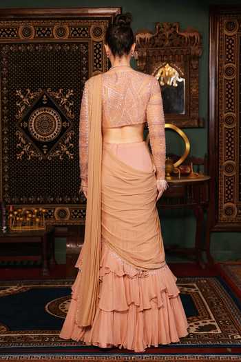 Lasha Pre-Draped Ruffle Saree & Blouse Set 