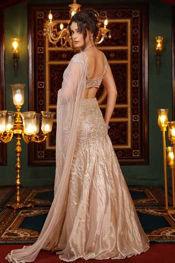 Lasha Pure Silk Tissue Net Embellished Lehenga Set 