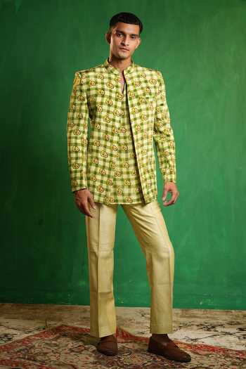Ahi Clothing Avocado Print Bandhgala Kurta Set 
