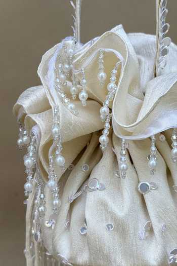 Plode_Ivory Beads, Pearls, Tassels Anaar Embroidered Potli Bag _Online_at_Aza_Fashions