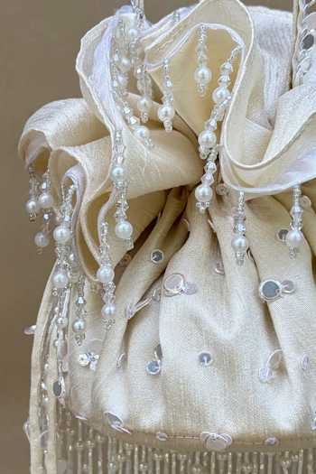 Buy_Plode_Ivory Beads, Pearls, Tassels Anaar Embroidered Potli Bag _Online_at_Aza_Fashions