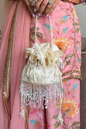 Plode Anaar Embroidered Tassel Potli Bag 