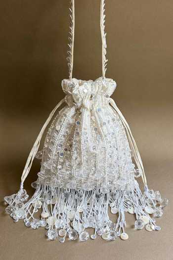 Shop_Plode_White Sequins, Beads, Pearls, Tassels Pataka Embellished Potli Bag _Online_at_Aza_Fashions