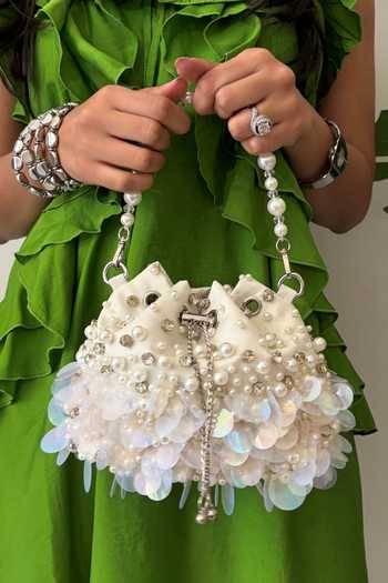 Plode_White Cloud Embellished Bucket Bag _Online_at_Aza_Fashions