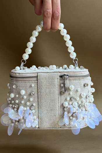 Plode Jute Embellished Structured Vanity Bag 