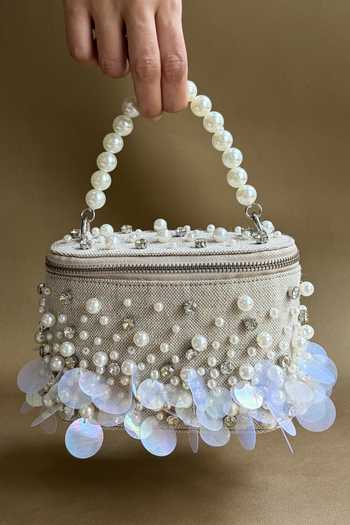 Plode Jute Embellished Structured Vanity Bag 