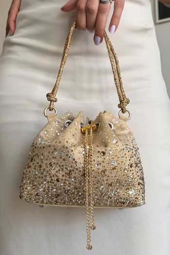 Shop_Plode_Gold Starlit Embellished Bucket Bag _Online_at_Aza_Fashions