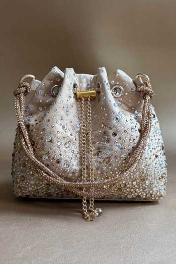 Buy_Plode_Gold Starlit Embellished Bucket Bag 
