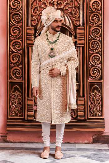 Yajy By Aditya Jain Suryo Dori Embroidered Sherwani Set 
