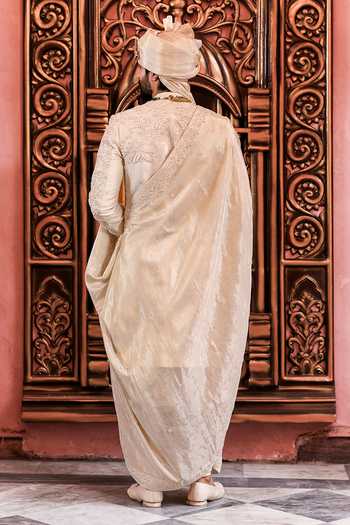 Yajy By Aditya Jain Subhra Mayur Embroidered Sherwani Set 