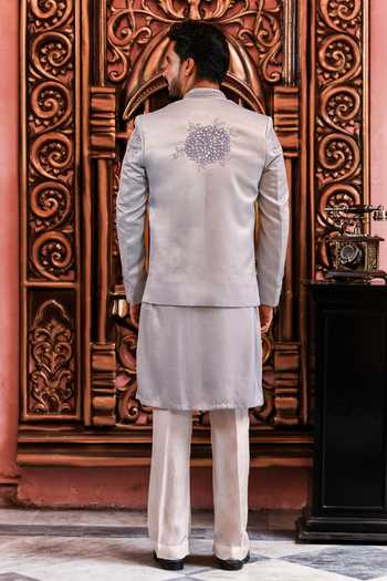 Yajy By Aditya Jain Nobo Roop Rose Embroidered Jacket & Kurta Set 