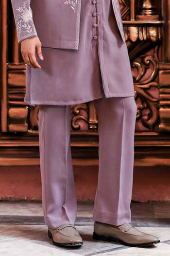 Yajy By Aditya Jain_Purple Suiting Rong Verse Embroidered Jacket And Kurta Set _Online_at_Aza_Fashions