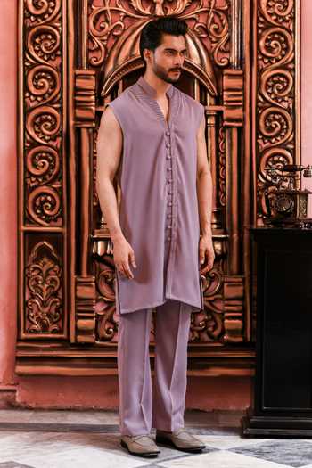 Buy_Yajy By Aditya Jain_Purple Suiting Rong Verse Embroidered Jacket And Kurta Set 