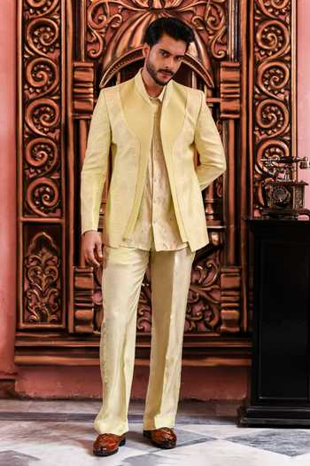 Yajy By Aditya Jain Udayan Pintucked Jacket & Pant Set 