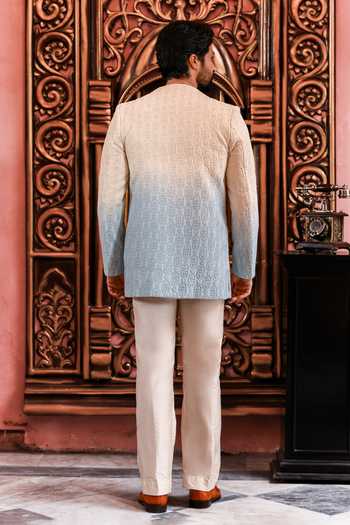 Yajy By Aditya Jain Nobonil Ombre Chikankari Jacket Pant Set 