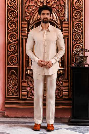 Buy_Yajy By Aditya Jain_Ivory Urban Nawabi Chikankari Jacket And Pant Set _Online_at_Aza_Fashions