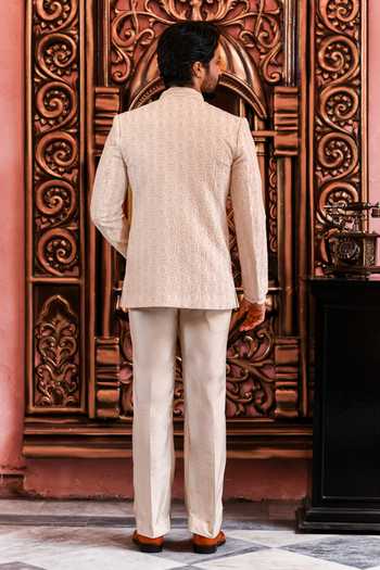 Yajy By Aditya Jain Urban Nawabi Chikankari Jacket & Pant Set 
