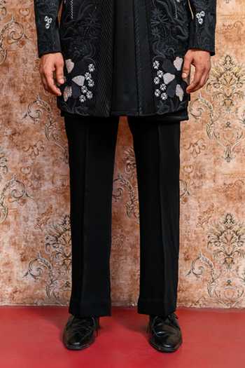 Yajy By Aditya Jain_Black Suiting Baishakhi Sahi Embroidered Jacket And Kurta Set _Online_at_Aza_Fashions