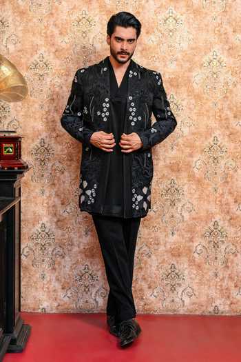 Yajy By Aditya Jain Baishakhi Sahi Embroidered Jacket & Kurta Set 