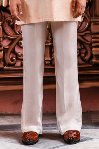 Yajy By Aditya Jain_Ivory Silk Embroidery Agniborsho Shahi Bundi Kurta Set _Online_at_Aza_Fashions