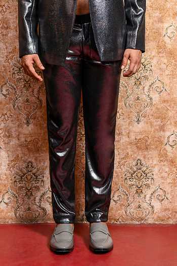 Yajy By Aditya Jain_Black Spandex Naag Bilash Embroidered Blazer And Pant Set _Online_at_Aza_Fashions