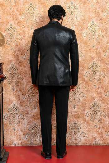 Shop_Yajy By Aditya Jain_Black Spandex Ashva Utsav Embroidered Blazer And Pant Set _Online_at_Aza_Fashions