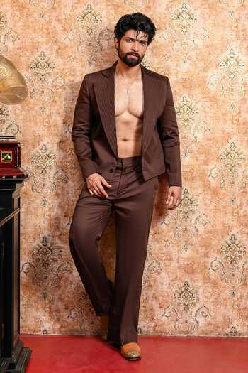 Yajy By Aditya Jain Charulata Cropped Tuxedo Jacket & Pant Set 