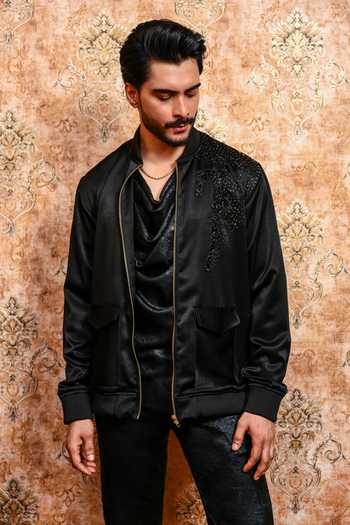 Yajy By Aditya Jain Raatriwaaj Cutdana Embellished Bomber Jacket 