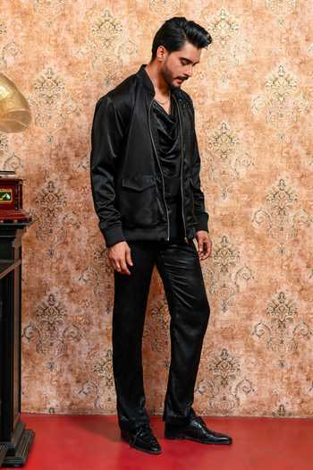 Yajy By Aditya Jain Black Suiting Raatriwaaj Cutdana Embellished Bomber Jacket Online at Aza Fashions Yajy By Aditya Jain_Black Suiting Raatriwaaj Cutdana Embellished Bomber Jacket _Online_at_Aza_Fashions