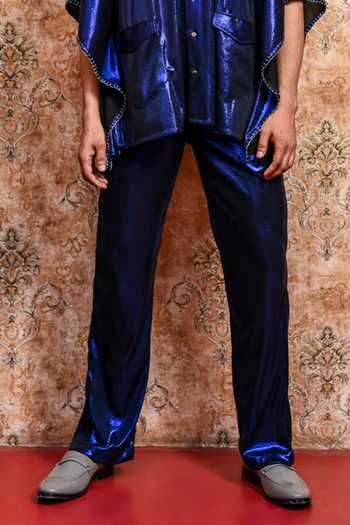 Yajy By Aditya Jain_Blue Spandex Neelanjana Sequin Kaftan And Pant Co-ord Set _Online_at_Aza_Fashions