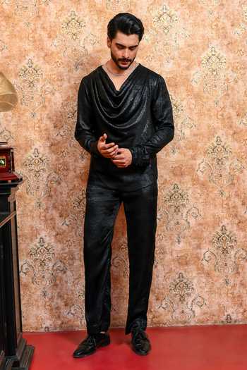 Yajy By Aditya Jain Shyamol Kalo Cowl T-Shirt & Pant Co-ord Set 
