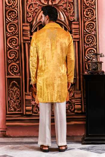 Yajy By Aditya Jain Agniborsho Embroidered Velvet Kurta Set 