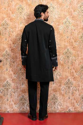 Yajy By Aditya Jain Ebon Dhushor Embroidered Kurta & Pant Set 