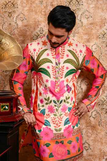 Shop Yajy By Aditya Jain Multi Color Muslin Mridula Print Kurta And Pant Set Online at Aza Fashions Shop_Yajy By Aditya Jain_Multi Color Muslin Mridula Print Kurta And Pant Set _Online_at_Aza_Fashions