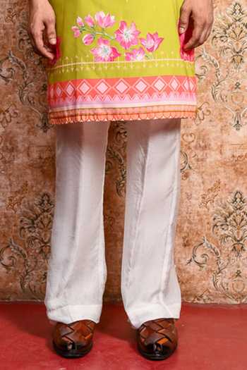 Yajy By Aditya Jain_Green Muslin Anondomoy Printed Kurta And Pant Set _Online_at_Aza_Fashions