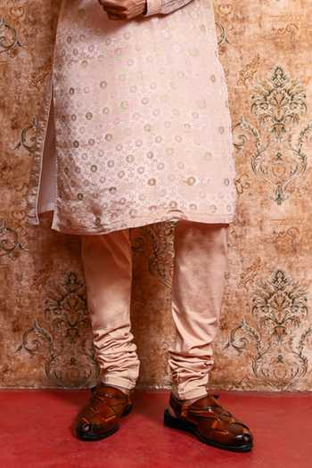 Yajy By Aditya Jain_Pink Silk, Tissue Madhurima Printed Kurta Set _Online_at_Aza_Fashions