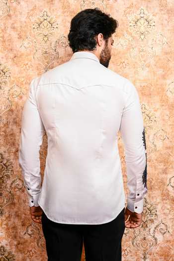 Yajy By Aditya Jain Raj Drakon Embroidered Shirt 