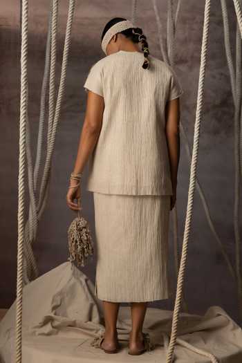 Kritika Murarka Ivory Crushed Pencil Skirt 