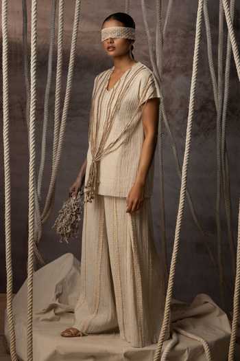 Kritika Murarka Ivory Crushed Cotton Trouser 