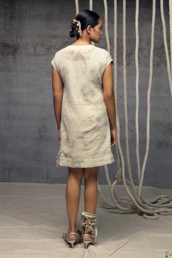 Kritika Murarka Ivory Crushed Embroidered Dress 